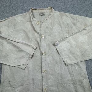 Anichini Linen Cotton Blend Printed Tunic Top‎ Large XL Lagenlook Boho Minimum